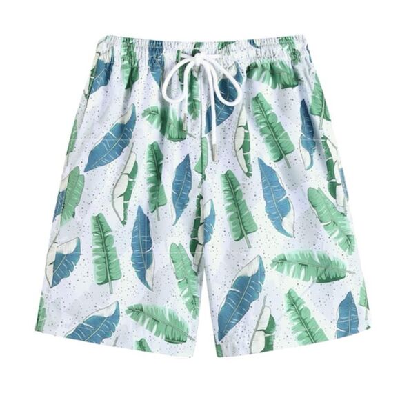 Boys Feather Printed Swim Trunks - Picture 1 of 4
